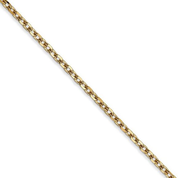 2.2mm 14k Yellow Gold Diamond Cut Solid Cable Chain Necklace 26 Inch